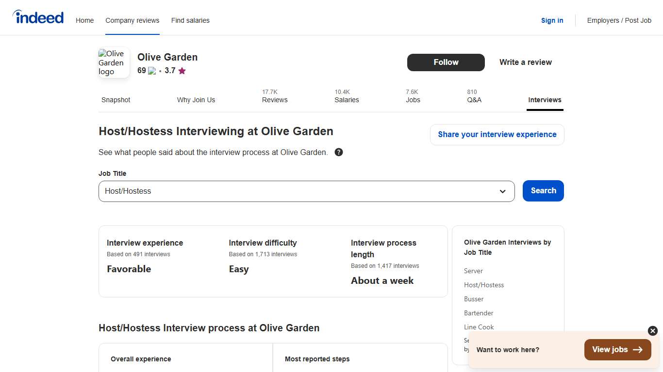 Olive Garden Host/Hostess Interview Questions & Answers | Indeed.com